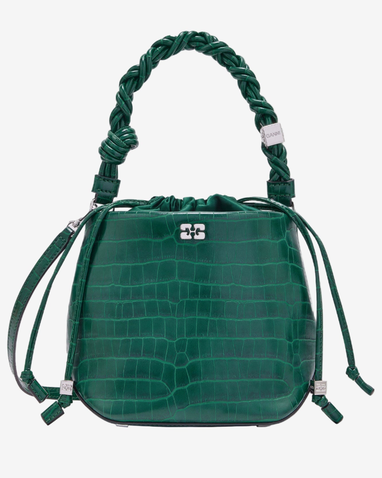 Green Patent Croco Bou Bucket Bag