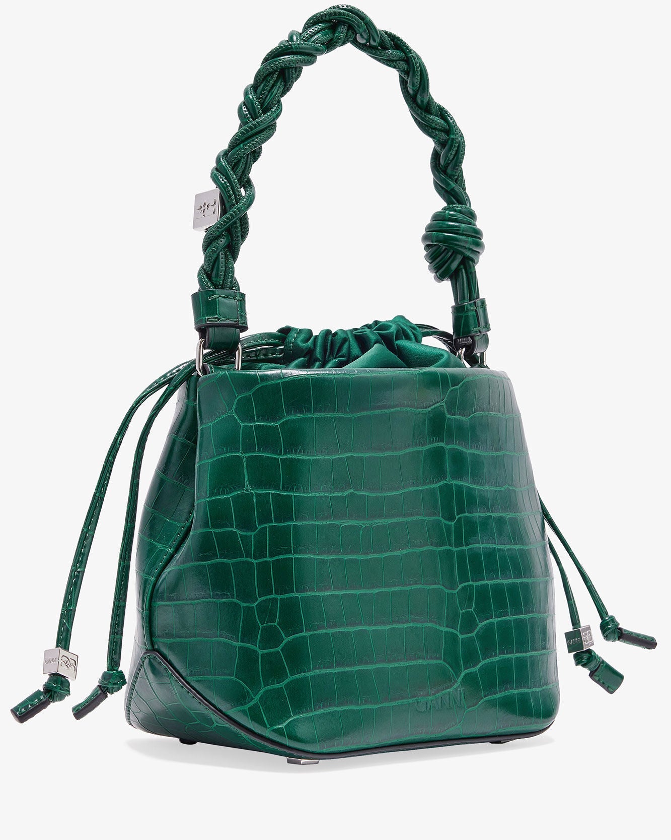 Green Patent Croco Bou Bucket Bag