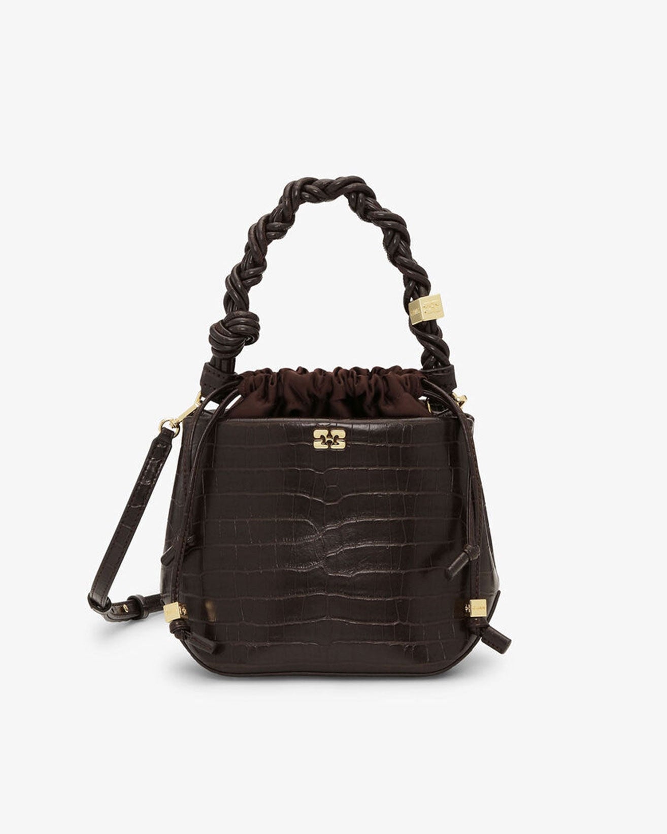 Brown Croco Bou Bucket Bag
