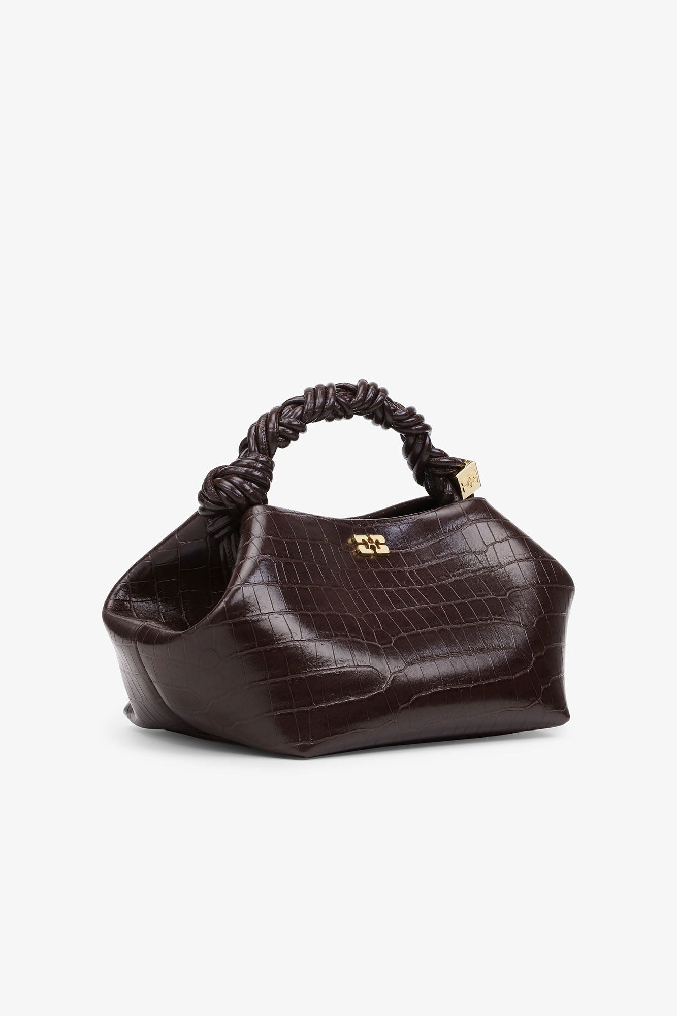 Brown Croco Patent Small Bou Bag