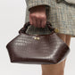 Brown Croco Patent Small Bou Bag