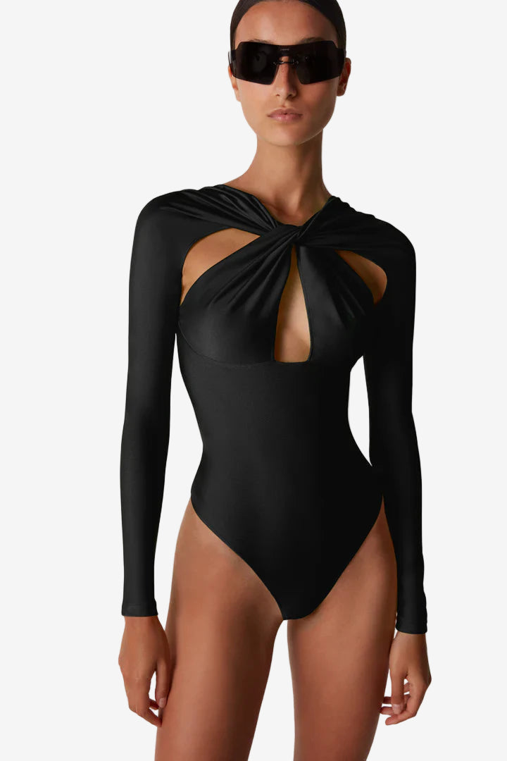TWISTED CUT-OUT JERSEY BODYSUIT
