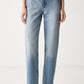High Waist Cutline Jeans Blue