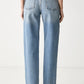 High Waist Cutline Jeans Blue