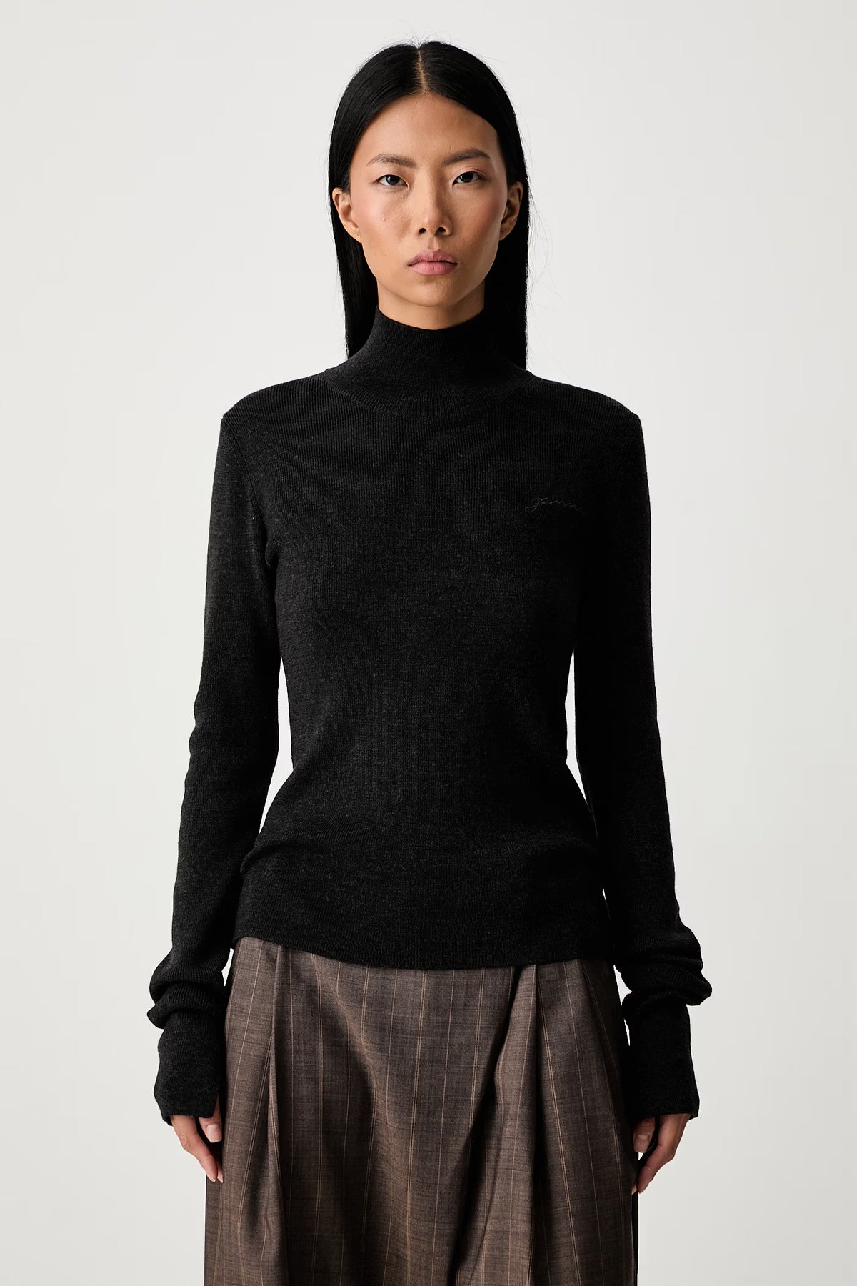 Mini Ribbed Merino Mock Neck