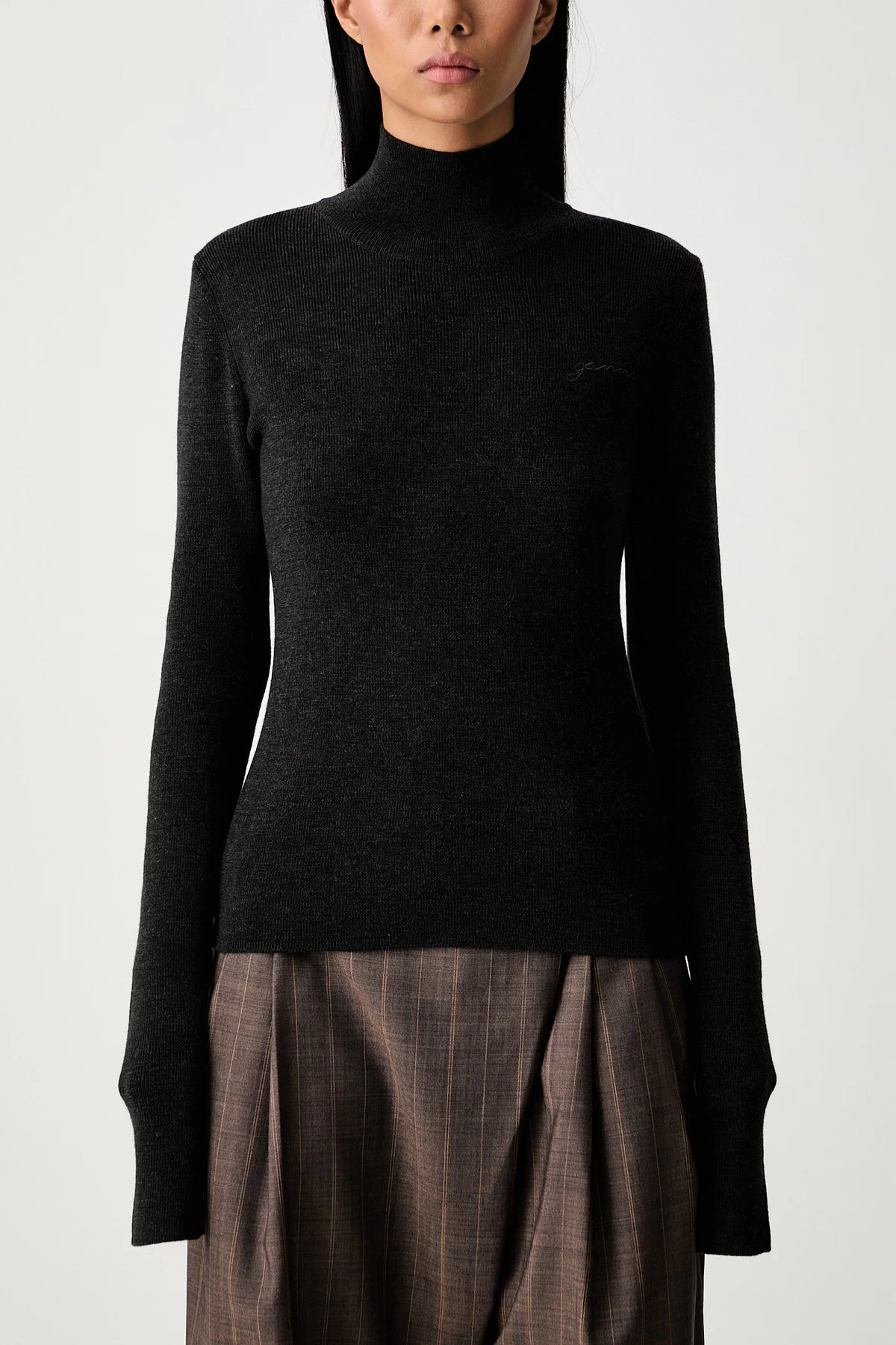 Mini Ribbed Merino Mock Neck
