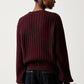 Rotate Cable Crewneck Sweater Burgundy