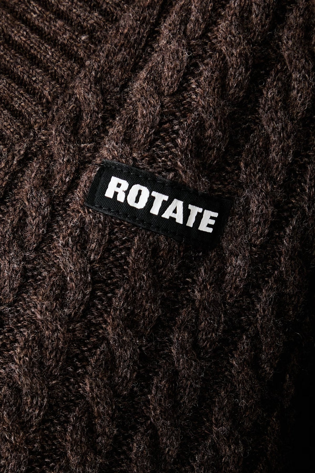 Cable V Neck Sweater Brown