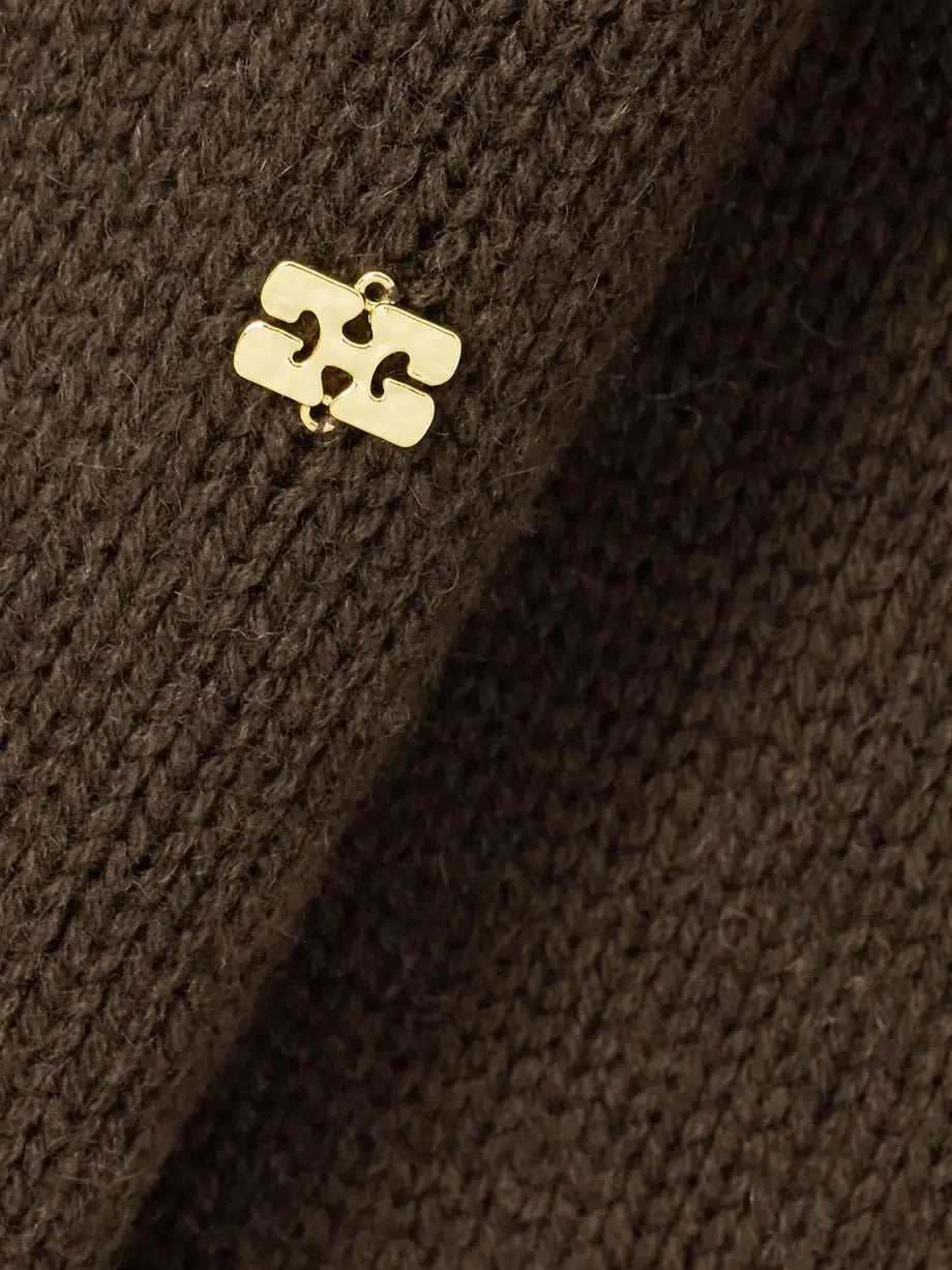 High-neck open-back pullover