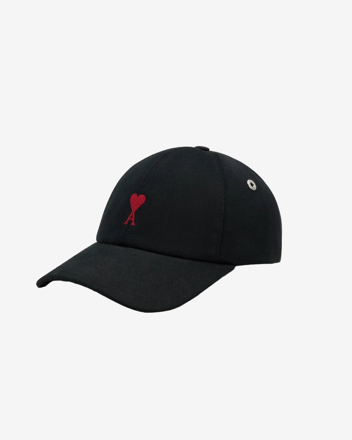 Black Cotton Ami de Coeur Embroidery Cap