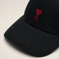 Black Cotton Ami de Coeur Embroidery Cap