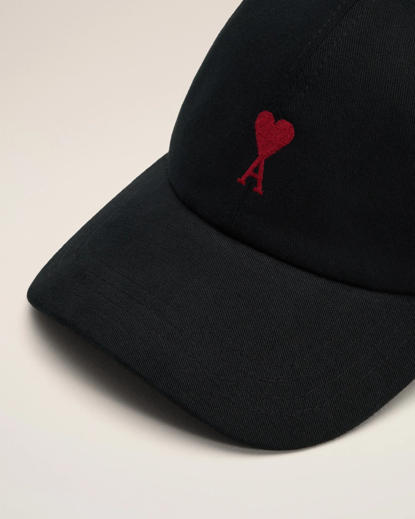 Black Cotton Ami de Coeur Embroidery Cap