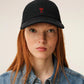 Black Cotton Ami de Coeur Embroidery Cap