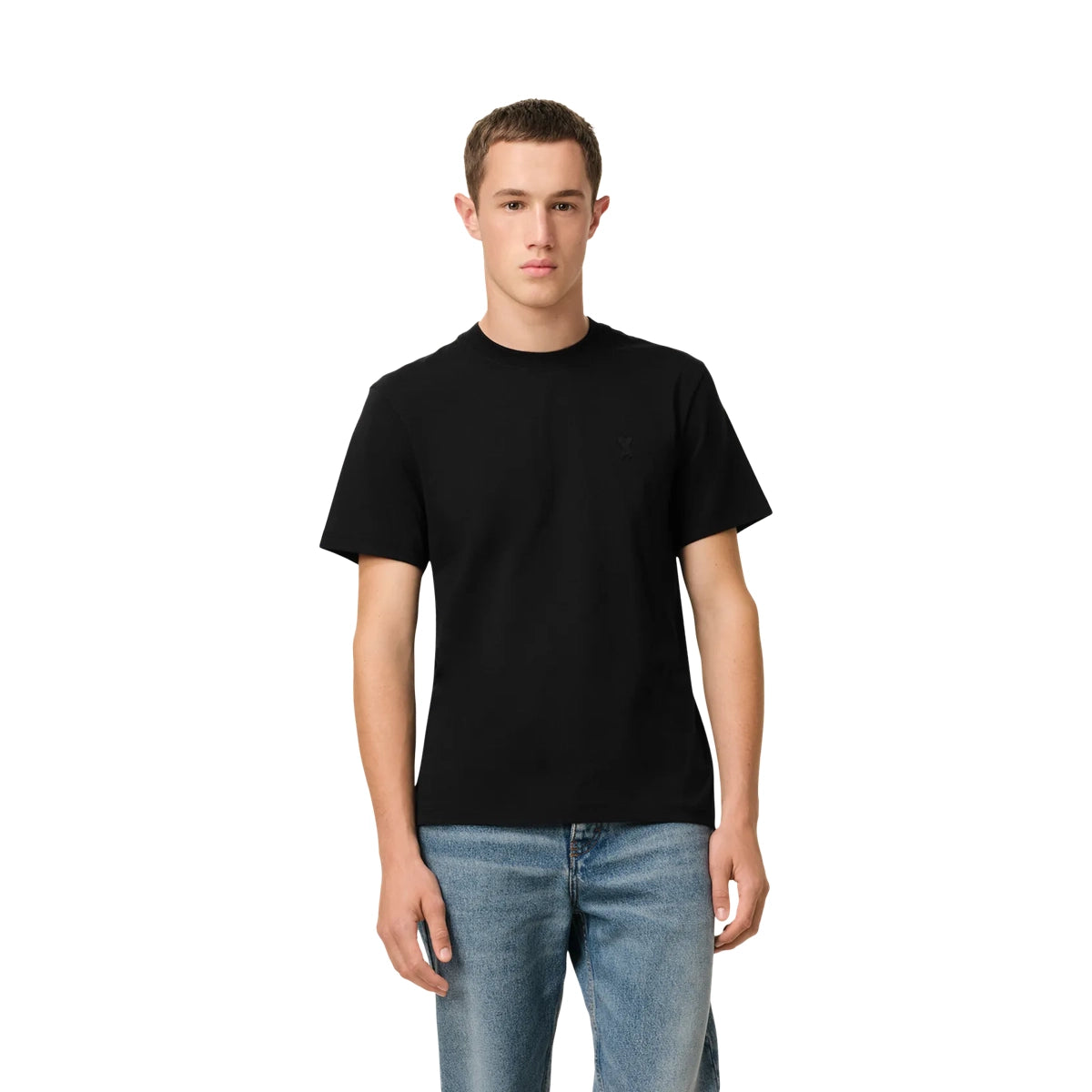 Black t-shirt on a white background
