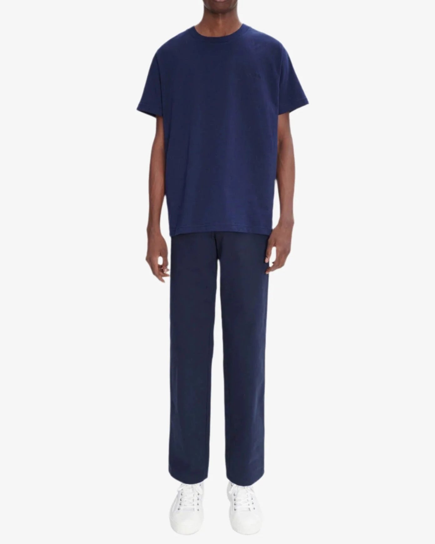 Navy blue pants on a white background