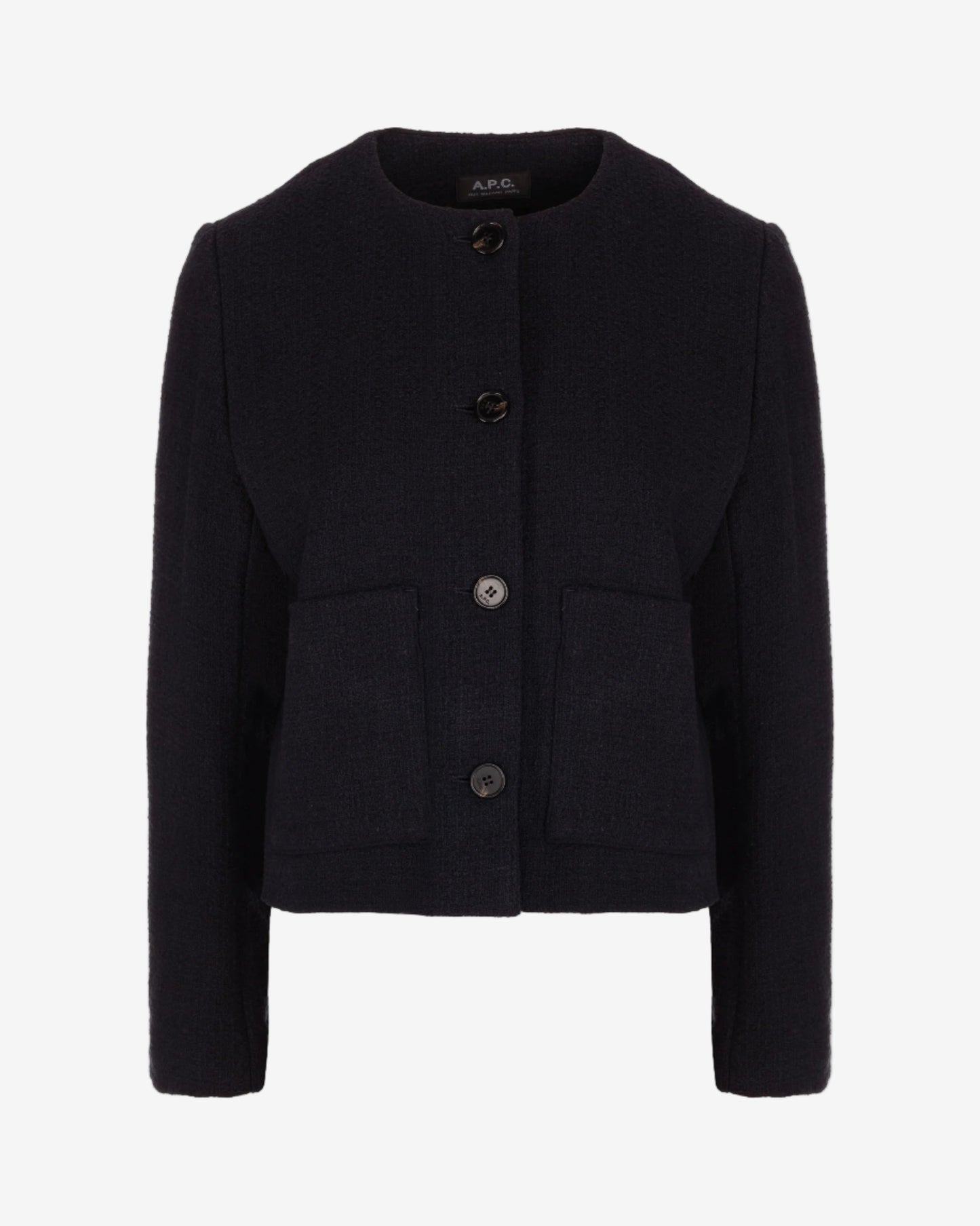Black jacket with buttons on a white background