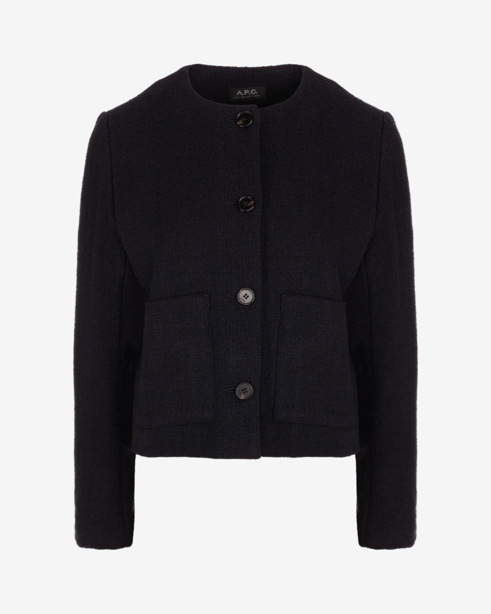 Black jacket with buttons on a white background