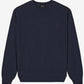 Navy blue sweatshirt with a small logo on a light gray background
