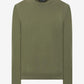 Green sweatshirt with brand label on a white background