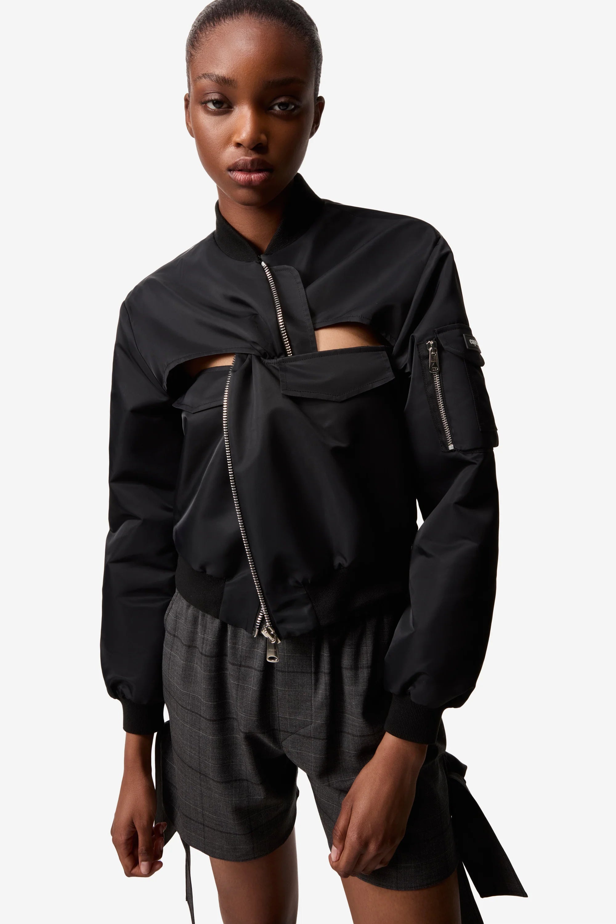 CUT-OUT BOMBER JACKET