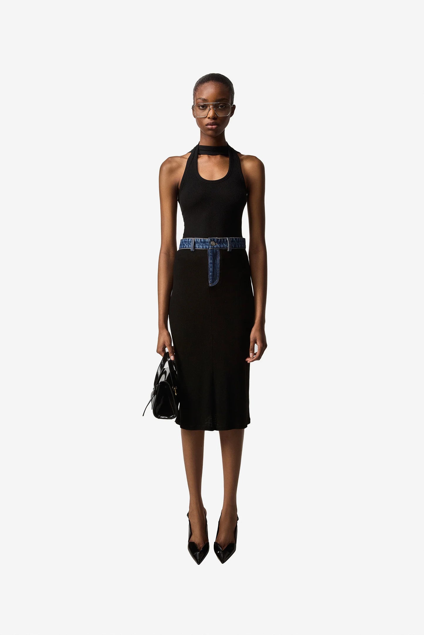 SECOND SKIN RIB DENIM SKIRT