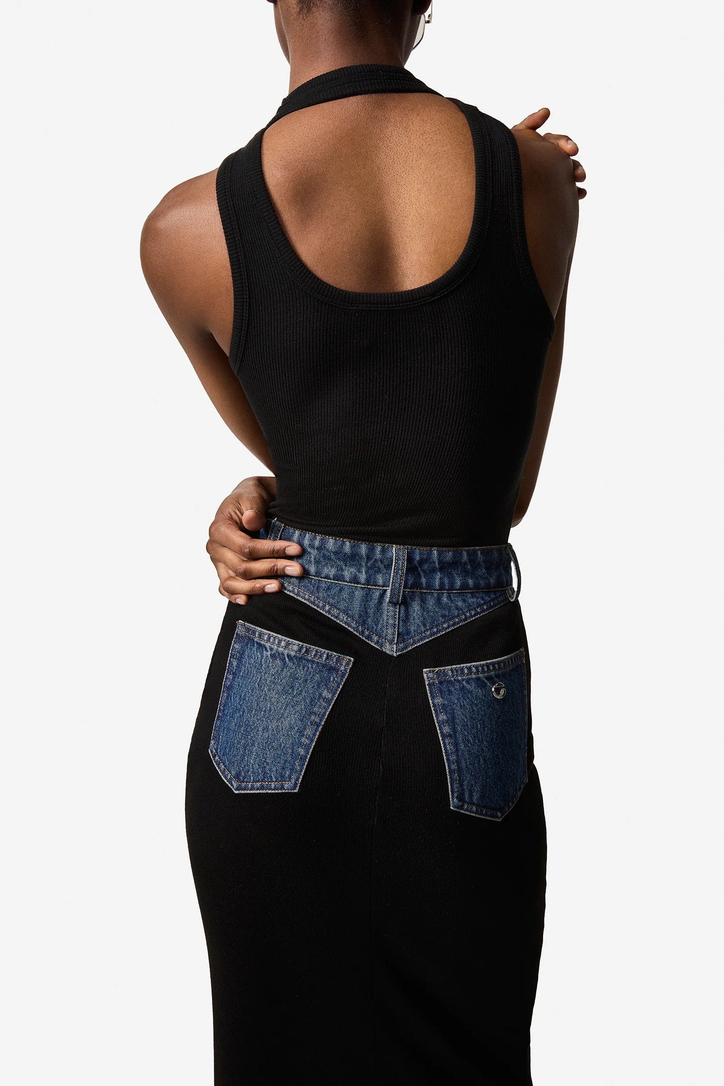 SECOND SKIN RIB DENIM SKIRT