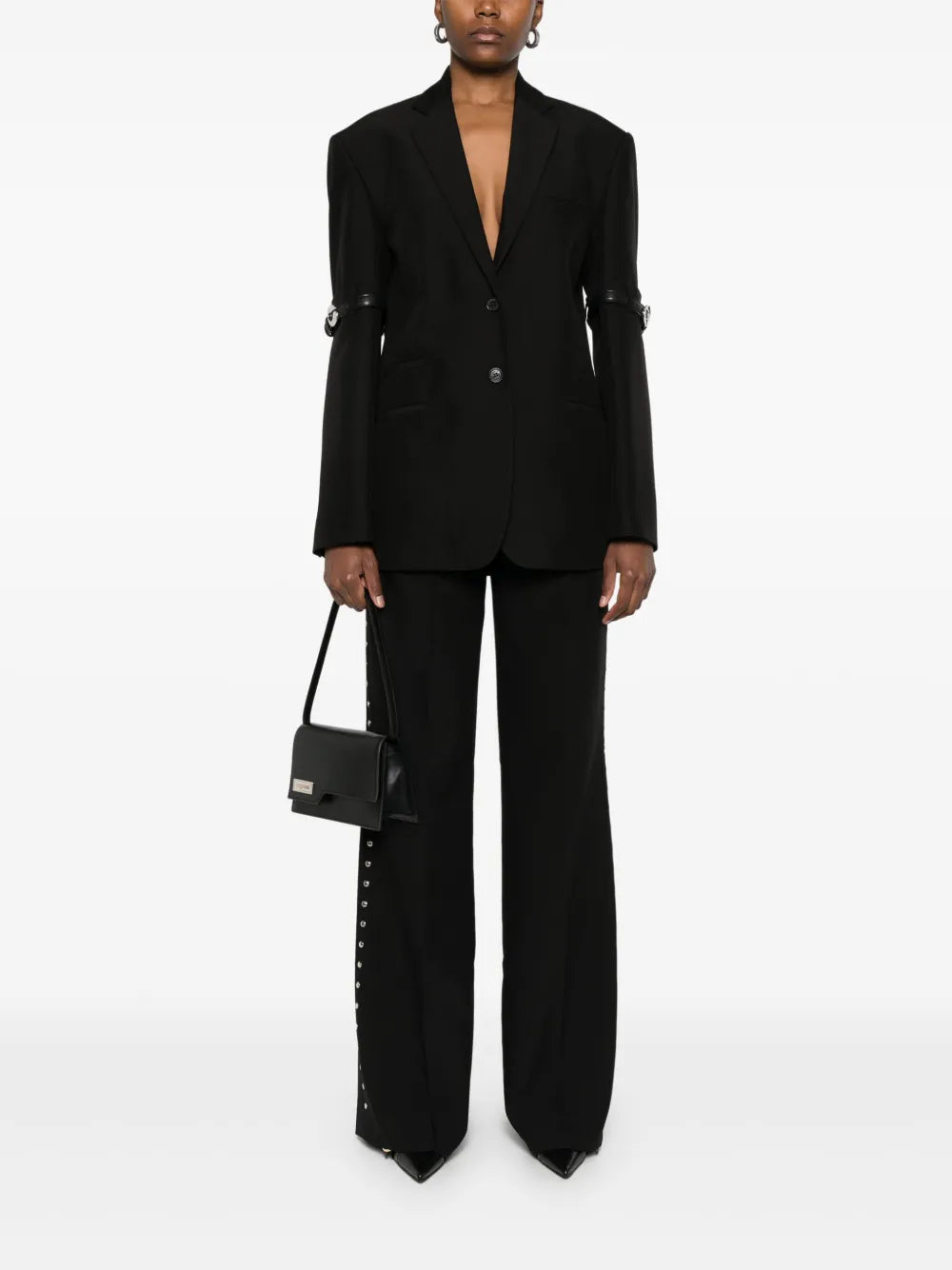 STUDDED WIDE LEG TAILORED TROUSERS