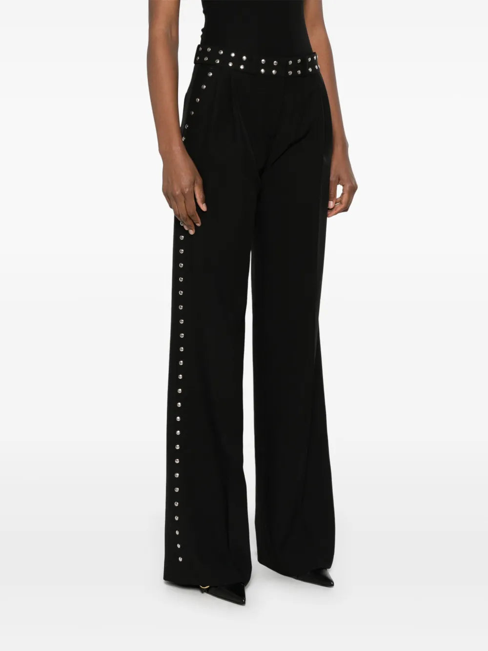 STUDDED WIDE LEG TAILORED TROUSERS