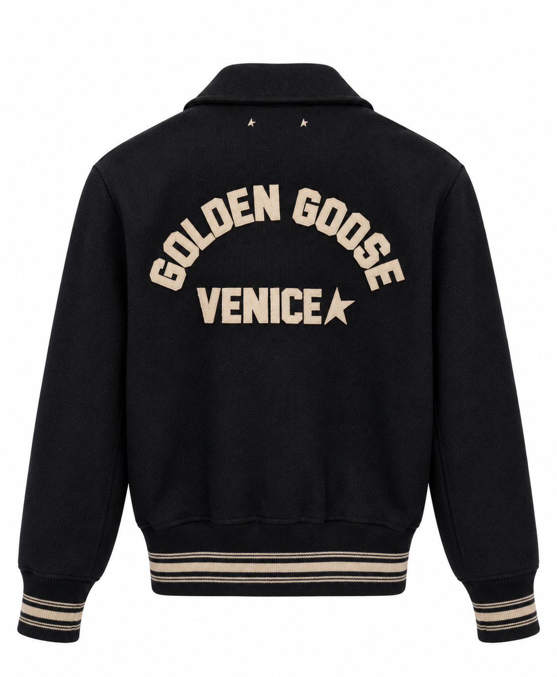 Women's bomber jacket in midnight-blue wool with embroidery