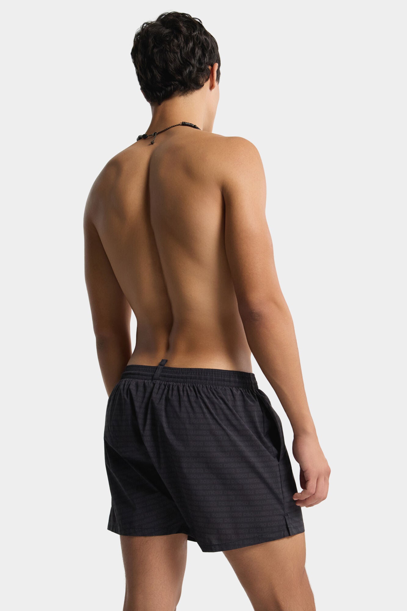 Men's Black Swim Shorts with Logo Print