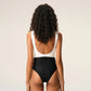 Black And White Nylon One Piece Swimsuit