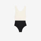 Black And White Nylon One Piece Swimsuit