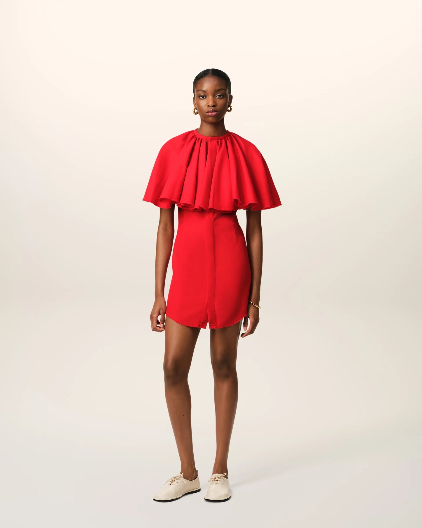 Wool Shirt Dress With Ruff