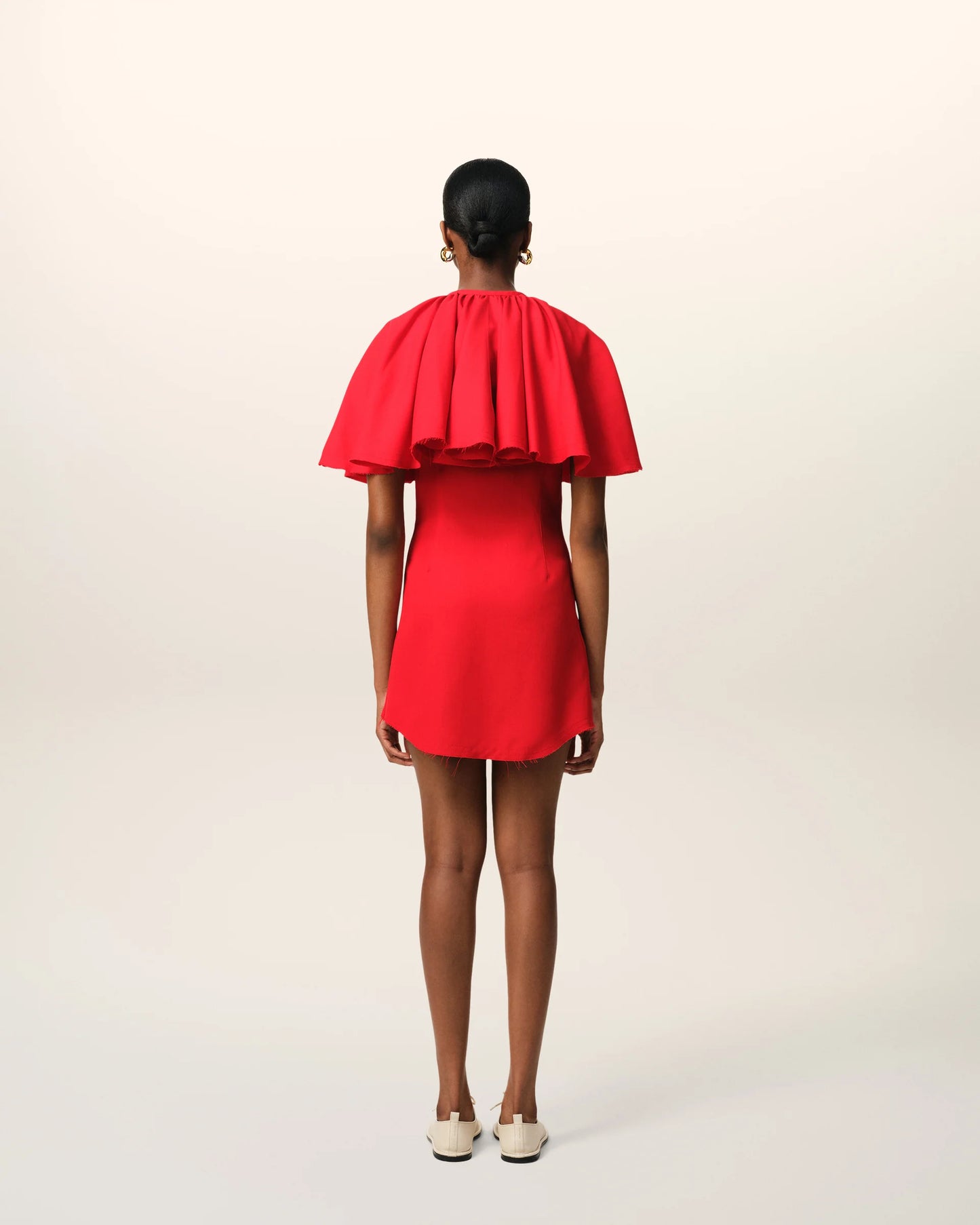 Wool Shirt Dress With Ruff