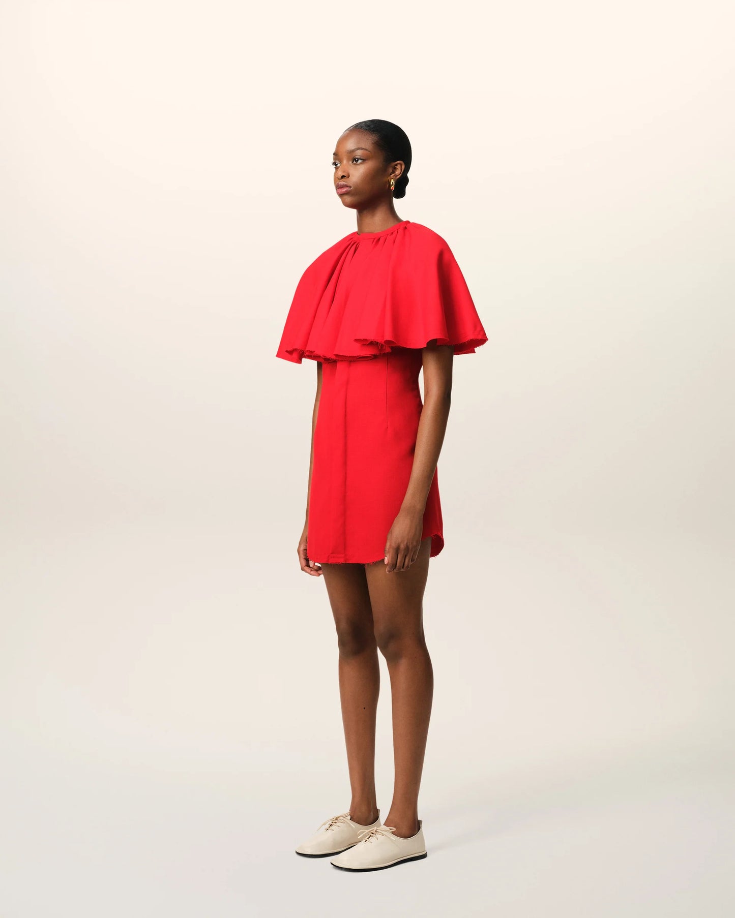 Wool Shirt Dress With Ruff