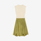White And Green Bicolor New Wool Midi Dress