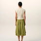 White And Green Bicolor New Wool Midi Dress