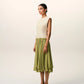 White And Green Bicolor New Wool Midi Dress
