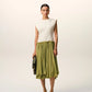 White And Green Bicolor New Wool Midi Dress