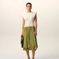 White And Green Bicolor New Wool Midi Dress