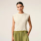 White And Green Bicolor New Wool Midi Dress