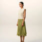White And Green Bicolor New Wool Midi Dress