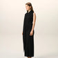 Long sleeveless lavaliere dress in crepe jersey