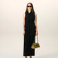 Long sleeveless lavaliere dress in crepe jersey