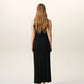 Long sleeveless lavaliere dress in crepe jersey