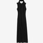 Long sleeveless lavaliere dress in crepe jersey