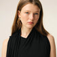 Long sleeveless lavaliere dress in crepe jersey