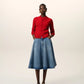 Cotton Midi Skirt With Godets