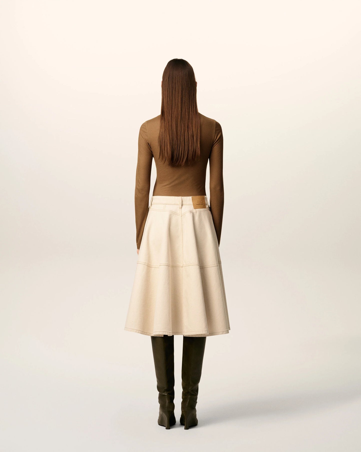 White Cotton Midi Skirt
