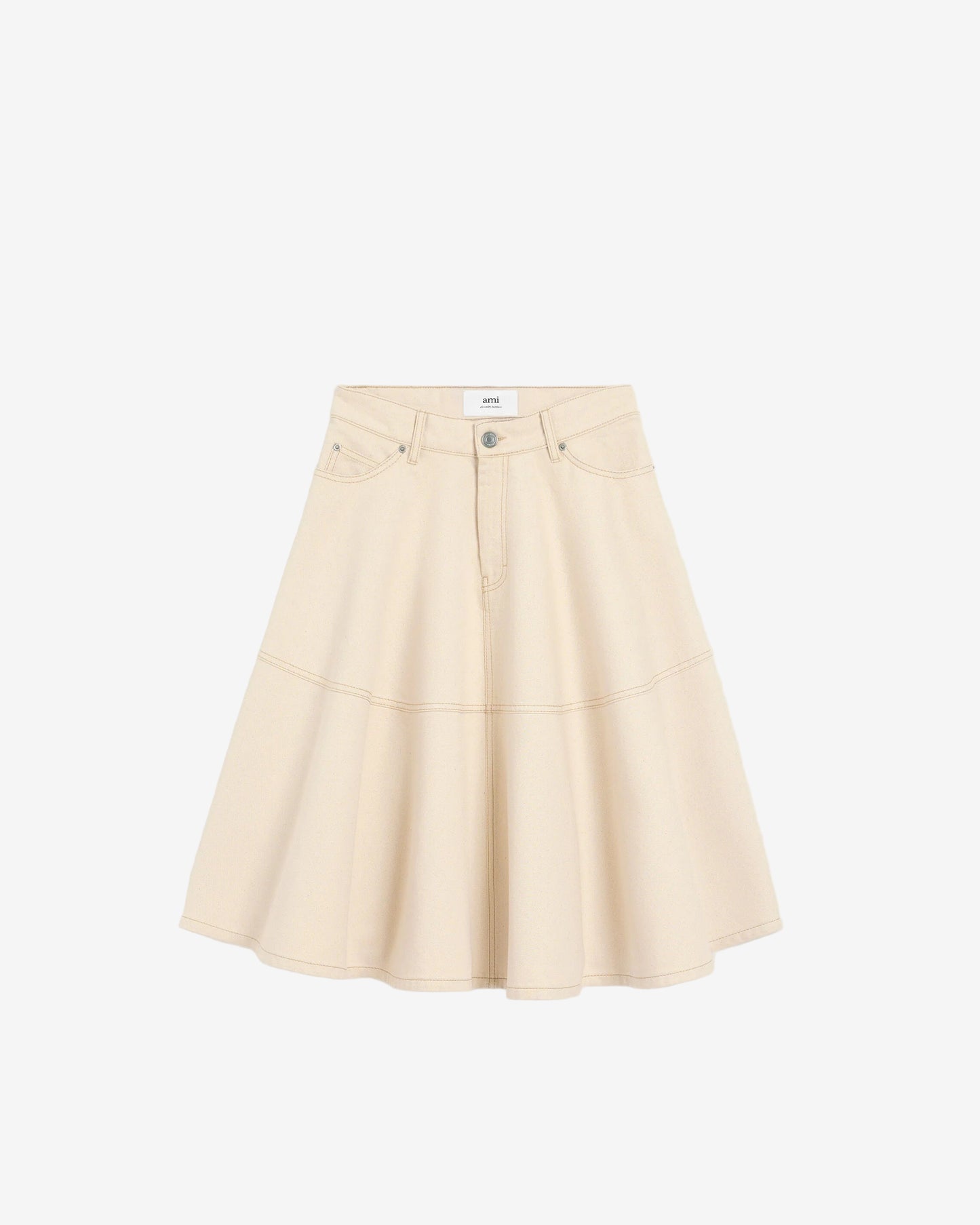 White Cotton Midi Skirt